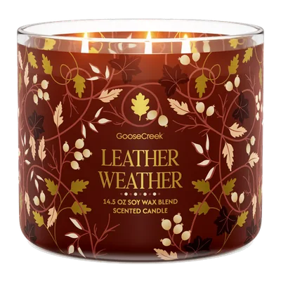 Leather Weather candle by Goose Creek