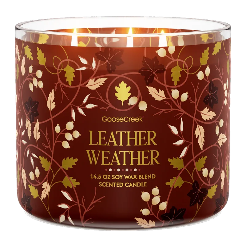 Leather Weather candle by Goose Creek