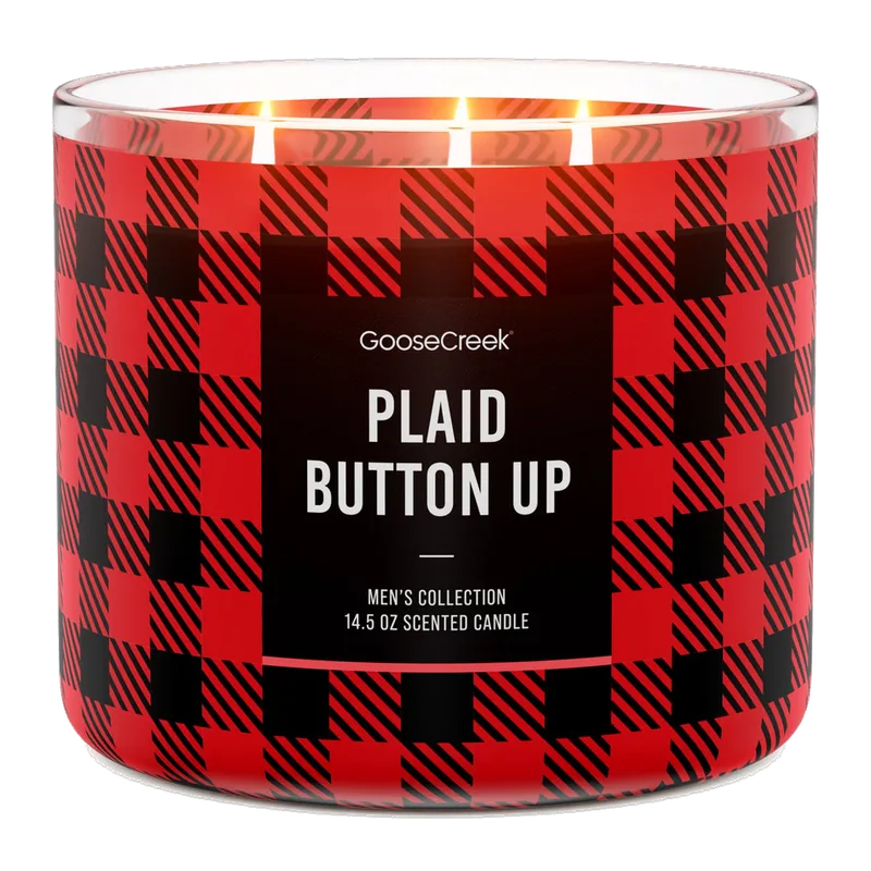 Plaid Button-up candle by Goose Creek