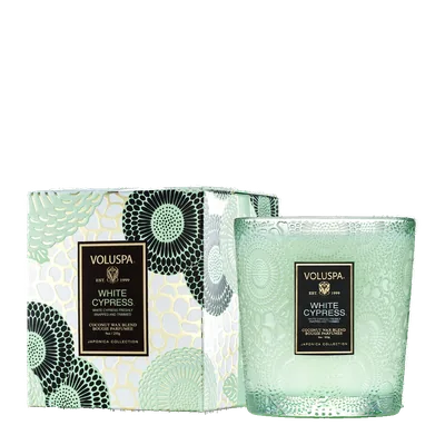 White Cypress candle by Voluspa